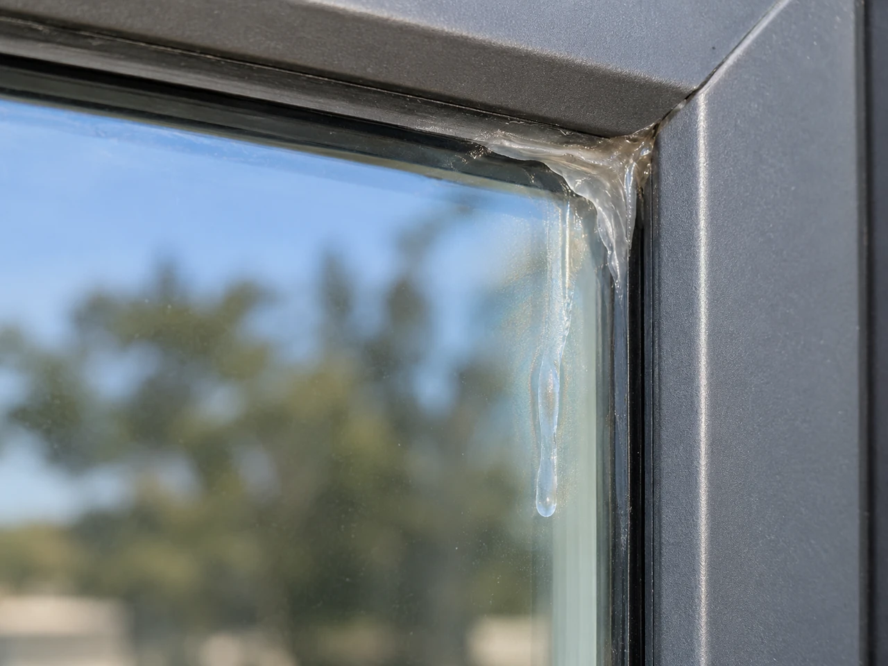 Silicone/sealant residue on glass