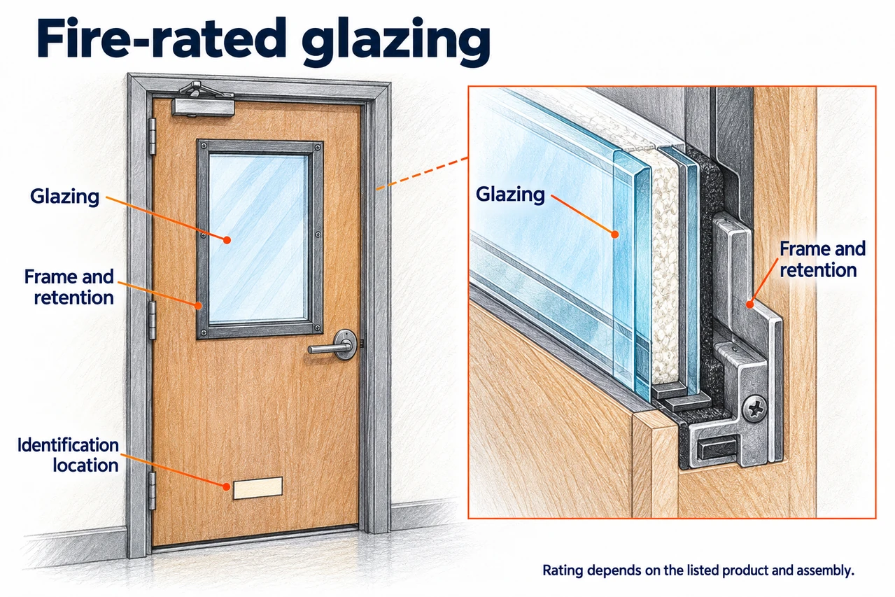 Illustrative assembly; any fire rating depends on the listed product and installation.