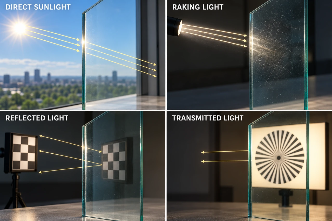 Direct, raking, reflected and transmitted lighting modes