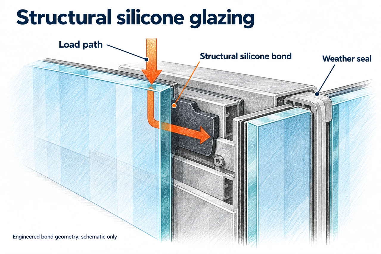 Structural silicone glazing — illustrated detail