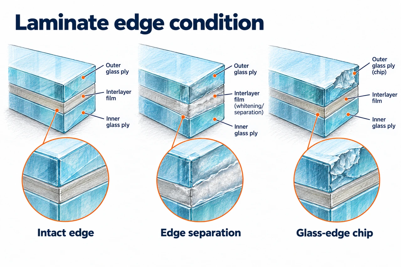 Laminate edge condition — illustrated detail