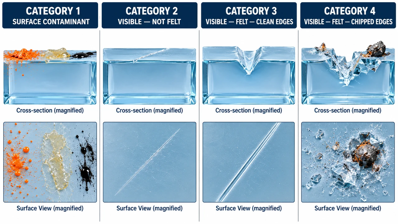 GlassRenu Category 1–4 repairability scale