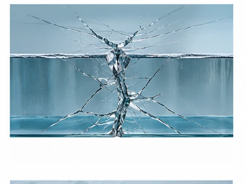 Branching crack through glass thickness