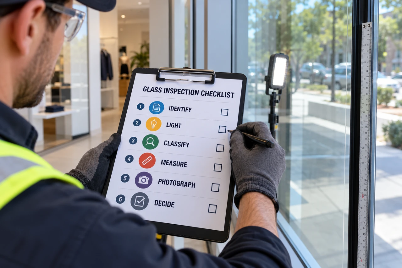 Glass inspection checklist used beside the lite